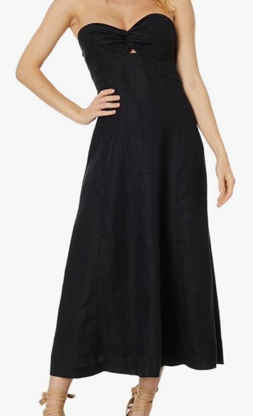 Madewell 100% Linen Cutout Strapless Midi Dress Size 00 NWT